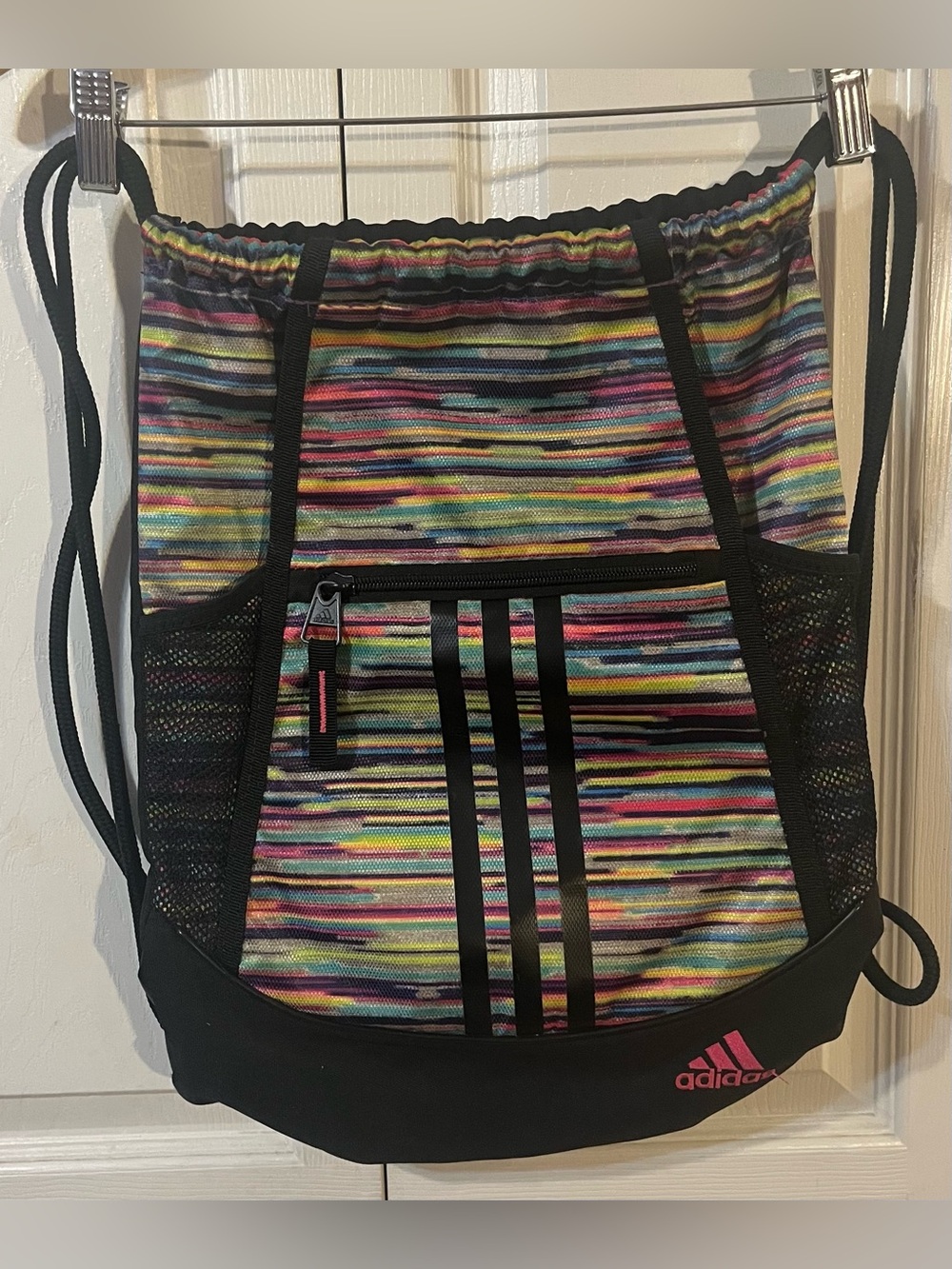 Adidas Alliance II Drawstring Backpack Colorful Mesh Pockets Lightweight